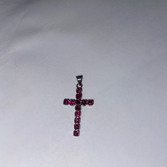 Genuine Precious Gem Ruby Cross Necklace Pendant - Picture 2 of 8